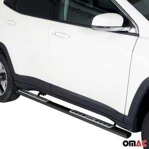 Jeep Compass Side Steps - Omac - S.Steel Oval - Black - '17-'25 Jeep Compass Side Steps - Omac - S.Steel Oval - Black - '17-'25